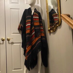 VTG Striped Alpaca Cape Multicolor Alpaca Camargo Peru Blanket Shawl unisex cozy